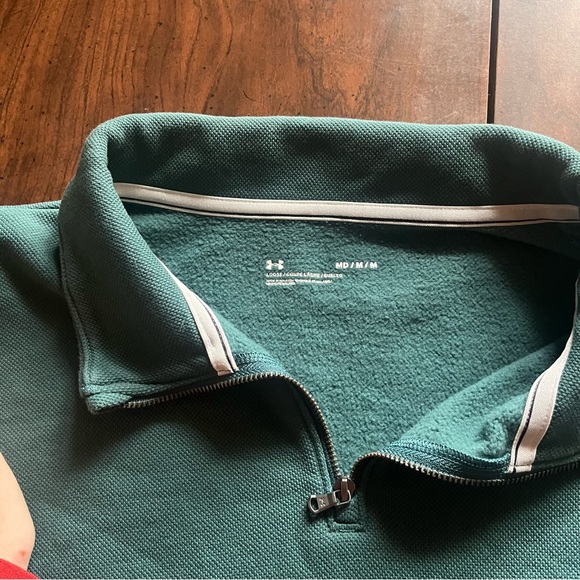 Under Armour Forest Green M/L Loose Crop Casual Spring Fall 1/4 Zip Sweatshirt - Picture 11 of 11